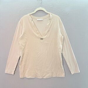 Fabiana Filippi women’s Ivory Silk blend front Blouse Jersey cotton back shirt S